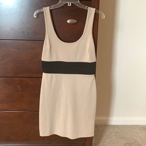 Tan dress with black stripe
